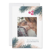 Carte de Noël des Boughs de pin métallique et des 