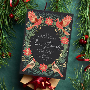 Carte de Noël des cardinaux rustiques enchantés