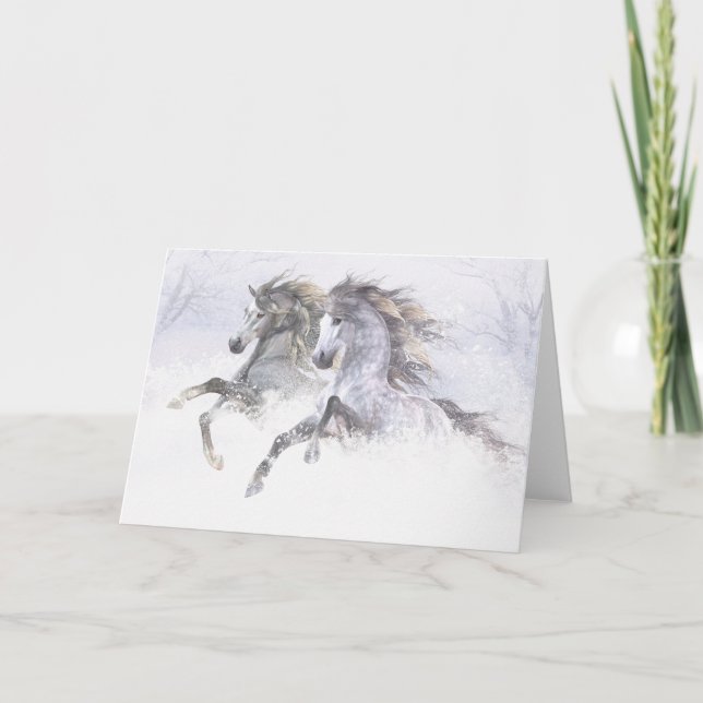 Carte de Noël des Chevaux de neige II (Devant)