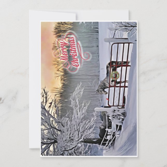 Carte de Noël des chevaux d'hiver (Devant)