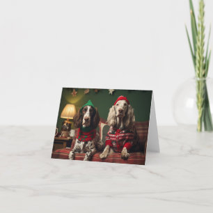 Carte de Noël des Chiens de Setter anglais