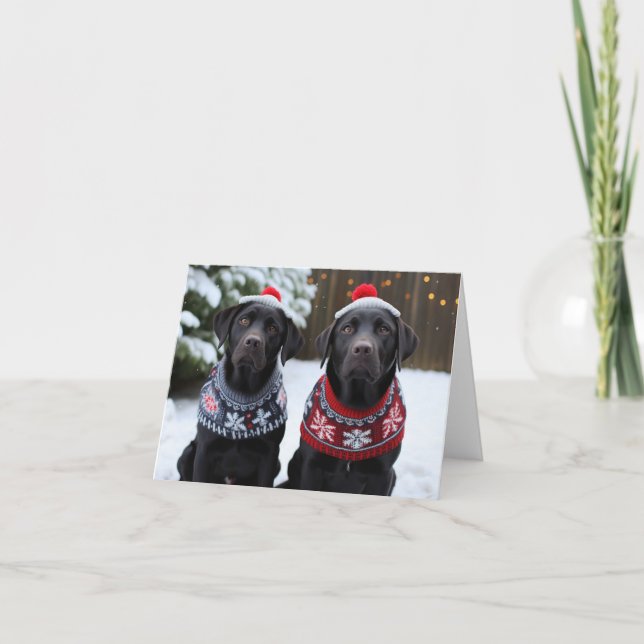 Carte de Noël des chiens noirs du Labrador (Devant)