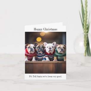 Carte de Noël des chiots Bulldog anglais