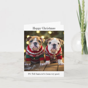 Carte de Noël des chiots Bulldog anglais