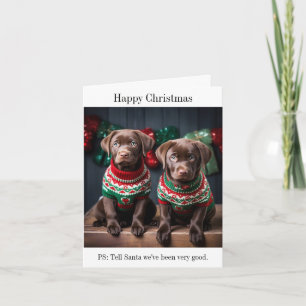 Carte de Noël des Chiots du Labrador au chocolat