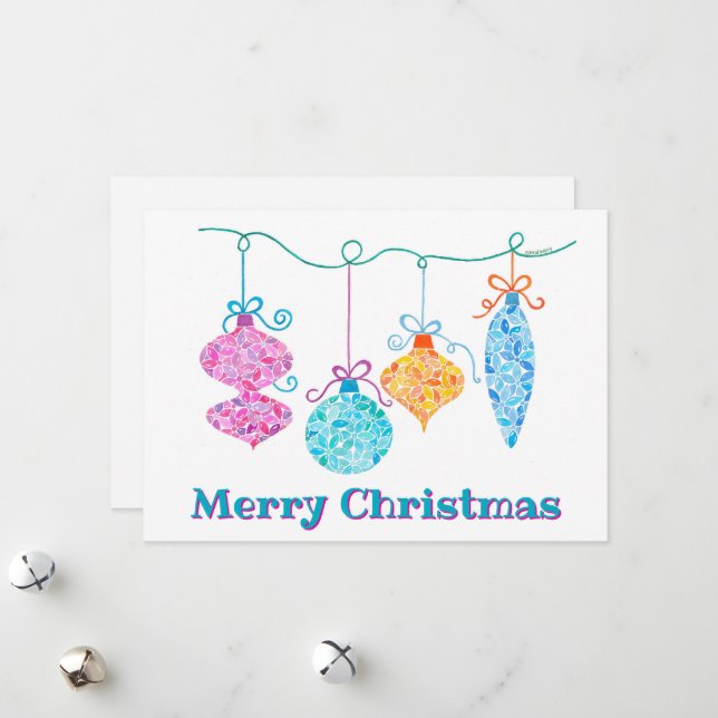 Carte de Noël des décorations suspendues (Devant/Arrière en situation)