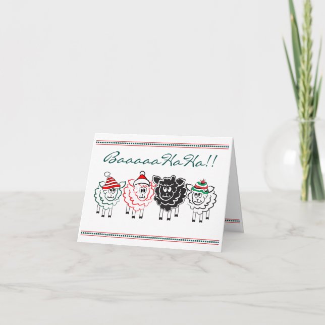 Carte de Noël des moutons amusants (Devant)