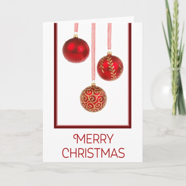 Carte de Noël des ornements rouges (Devant)