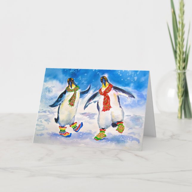 Carte de Noël des pingouins cool (Devant)