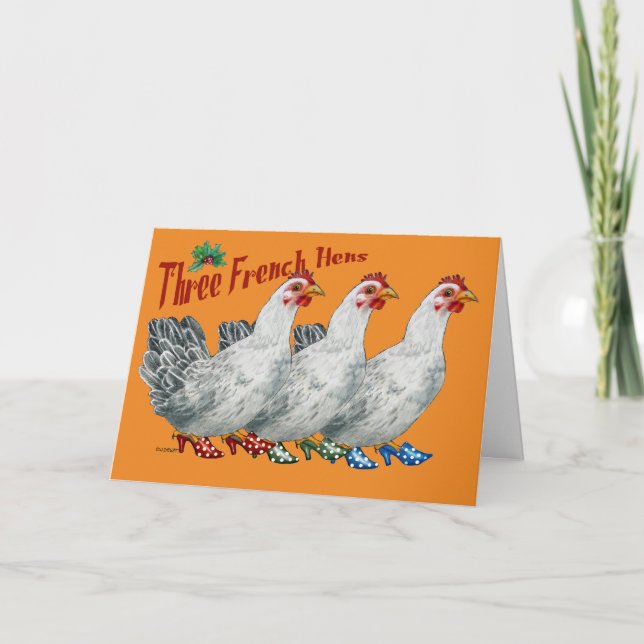 Carte de Noël des trois poules françaises (Devant)