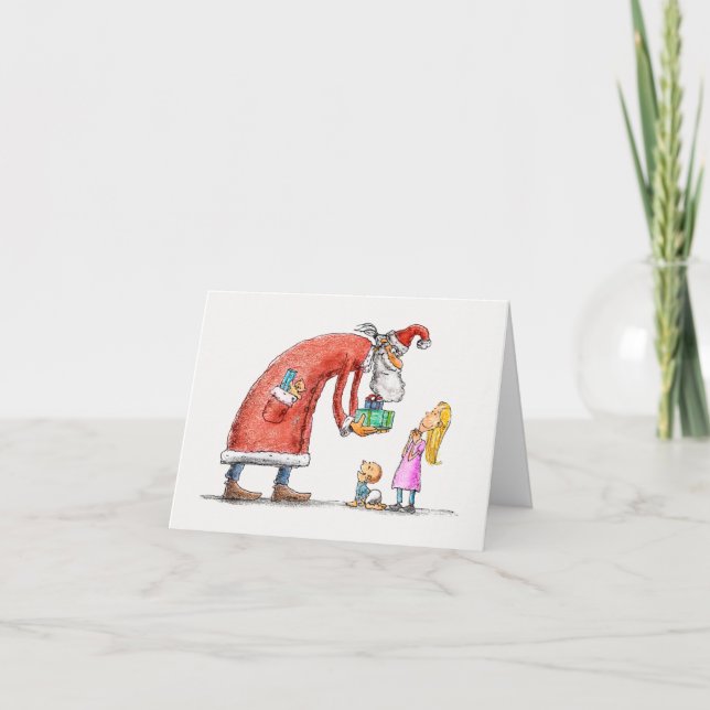 Carte de Noël dessinée à la main représentant le p (Devant)
