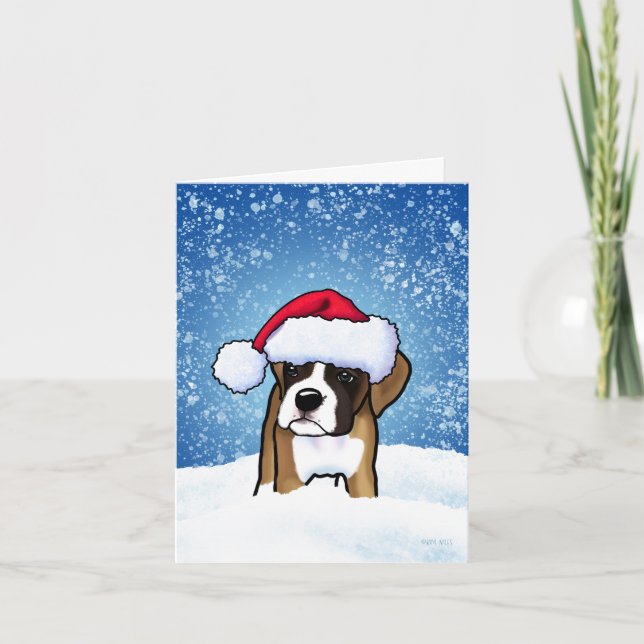 Carte de Noël d'hiver Boxer (Devant)
