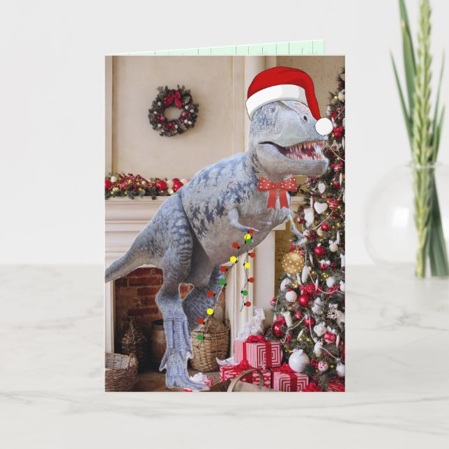 Carte de Noël Dinosaur pliée (Devant)