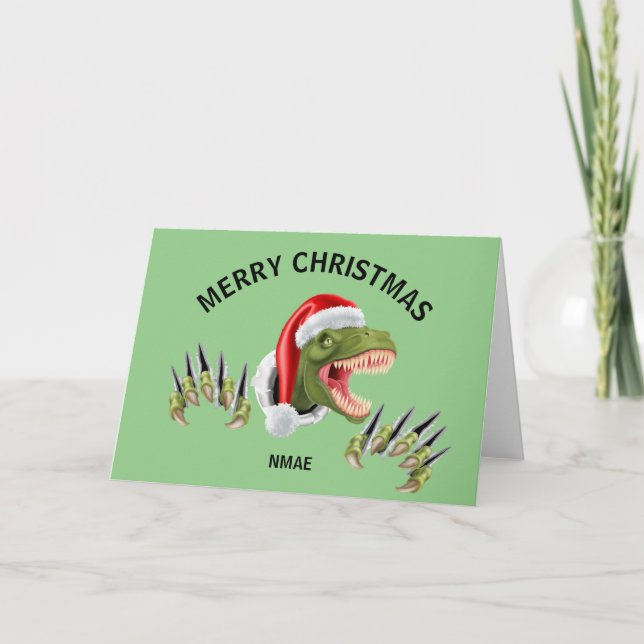 Carte de Noël Dinosaure Carte de Noël Drôle (Devant)