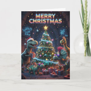 Carte de Noël Dinosaure Sapin - Jurassique Dino-mi