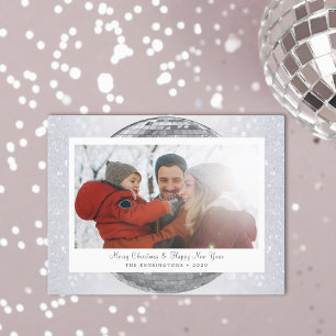 Carte de Noël Disco Ball personnalisée avec nom de