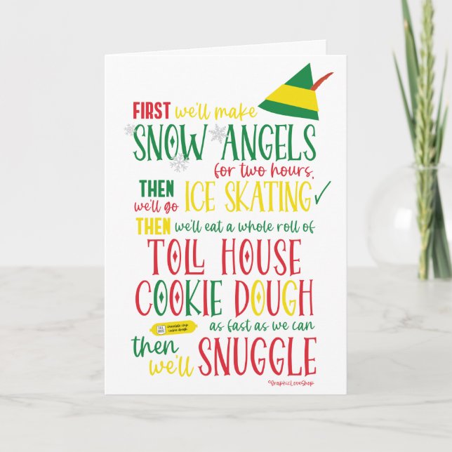 Carte de Noël d'itinéraire d'elfe © GraphicLoveSho (Devant)