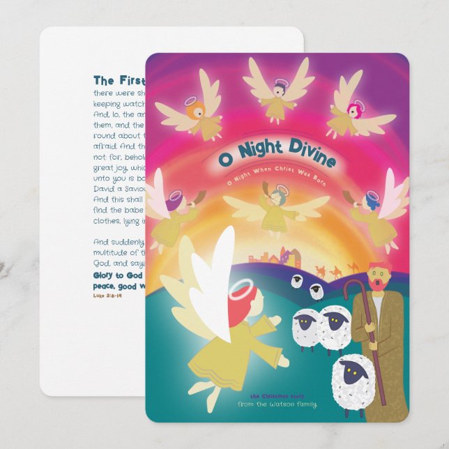 Carte de Noël divine de nuit (Devant / Derrière)