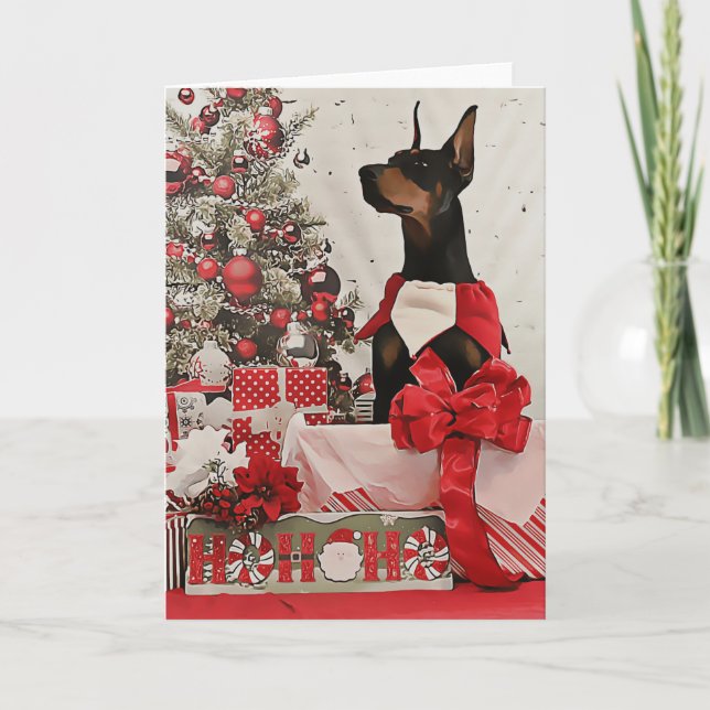Carte de Noël Doberman (Devant)