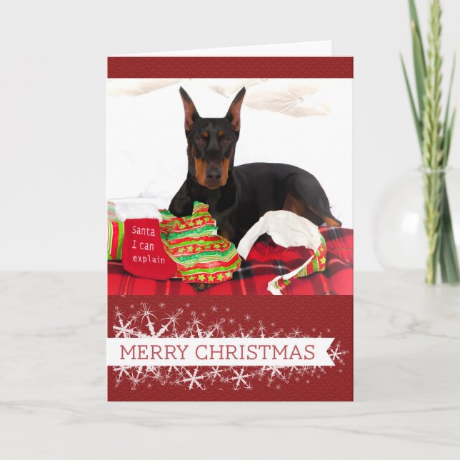 Carte de Noël Doberman Pinscher (Devant)