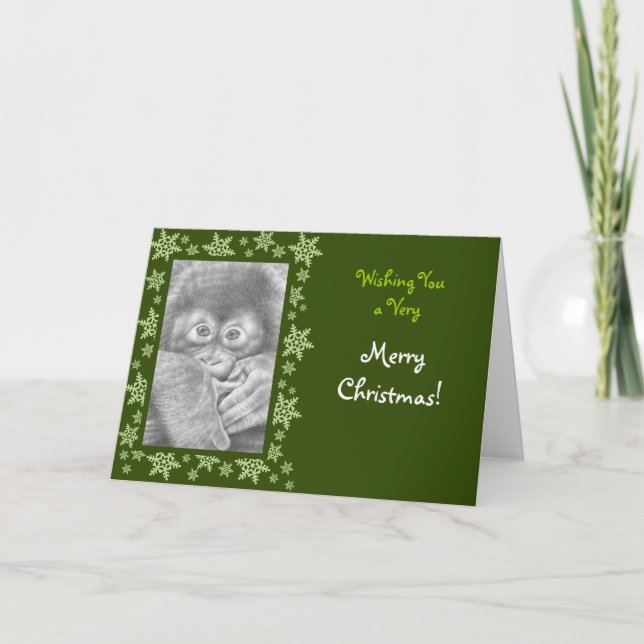 Carte de Noël d'orang-outan de bébé (Devant)