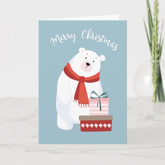 Carte de Noël douce ours polaire (Devant)