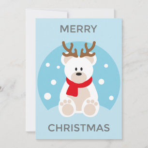 Carte de Noël d'ours polaire, Cerf Bois Drôle Mign