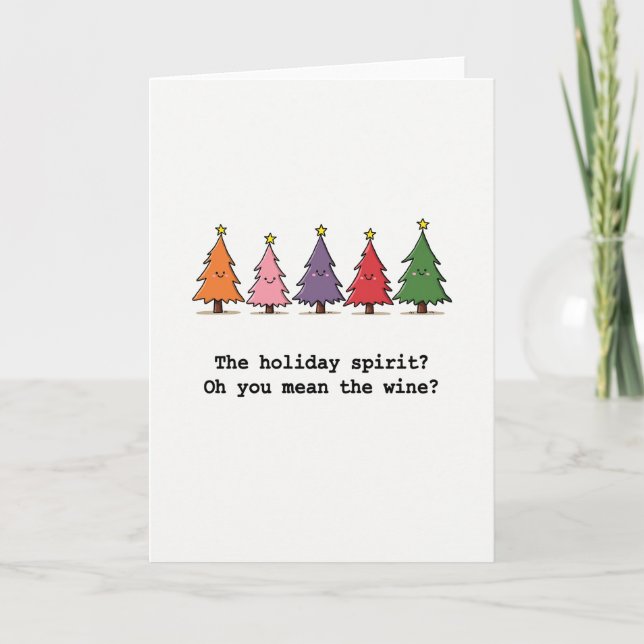 Carte de Noël drôle au vin Citation d'esprit de fê (Devant)