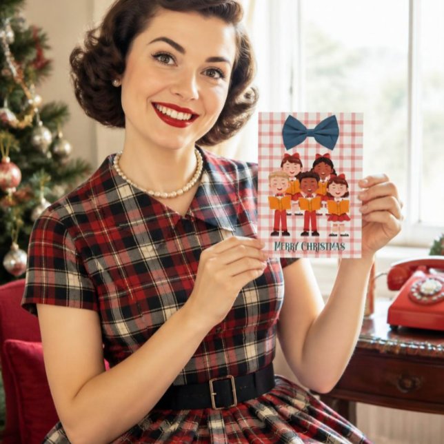 Carte de Noël drôle avec des chanteurs de Noël rét (Créateur téléchargé)