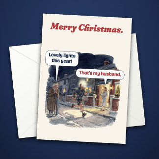 Carte de Noël drôle avec des lumières de fée pour