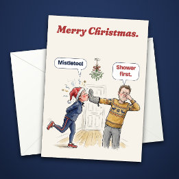 Carte de Noël drôle avec du gui pour une coureuse