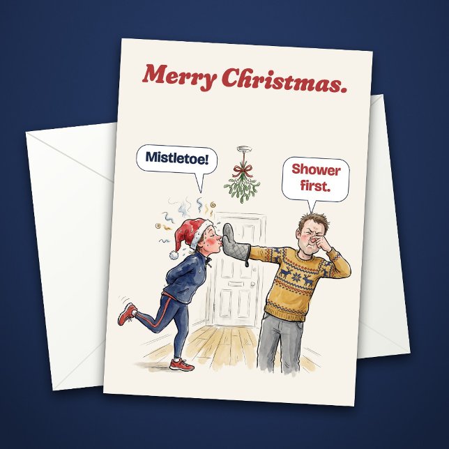 Carte de Noël drôle avec du gui pour une coureuse (Créateur téléchargé)