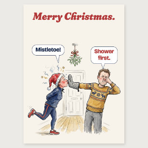 Carte de Noël drôle avec du gui pour une coureuse
