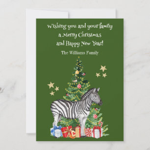 Carte de Noël drôle d'arbre de Noël en zèbre