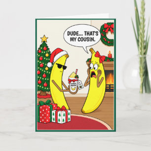 Carte de Noël drôle de banane de smoothie