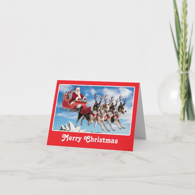 Carte de Noël drôle de Berger Australien (Devant)