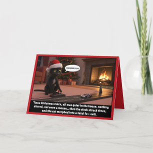 Carte de Noël drôle de chat