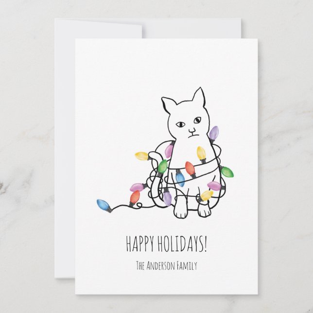 Carte de Noël drôle de chat (Devant)