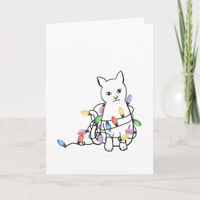 Carte de Noël drôle de chat (Devant)