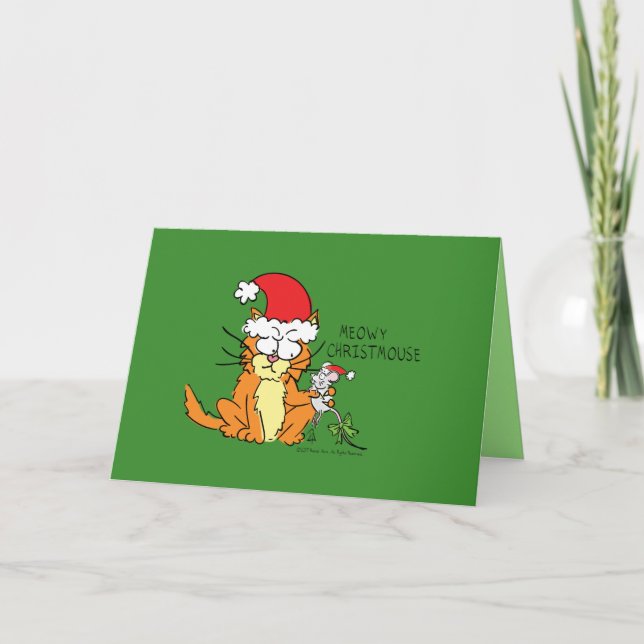 Carte de Noël drôle de chat et souris Christmouse  (Devant)
