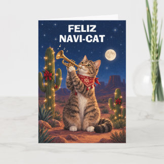 Carte de Noël drôle de chat Feliz Navi-Chat Trompe