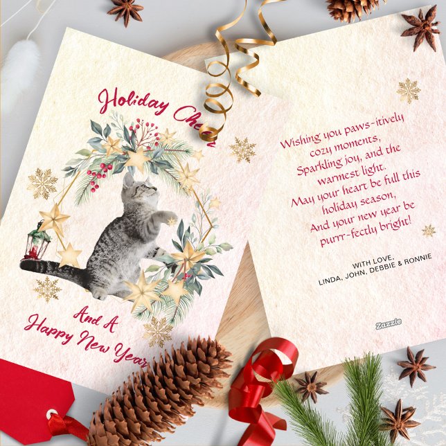 Carte de Noël drôle de chat - Flocons de neige et  (Créateur téléchargé)