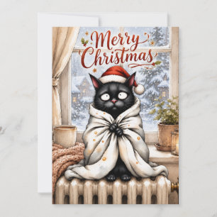 Carte de Noël drôle de chat noir – Amateur de chat