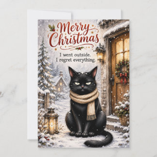 Carte de Noël drôle de chat noir – Hiver sarcastiq