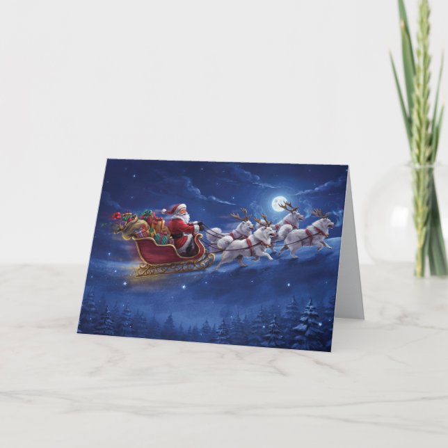 Carte de Noël drôle de chien Samoyède (Devant)