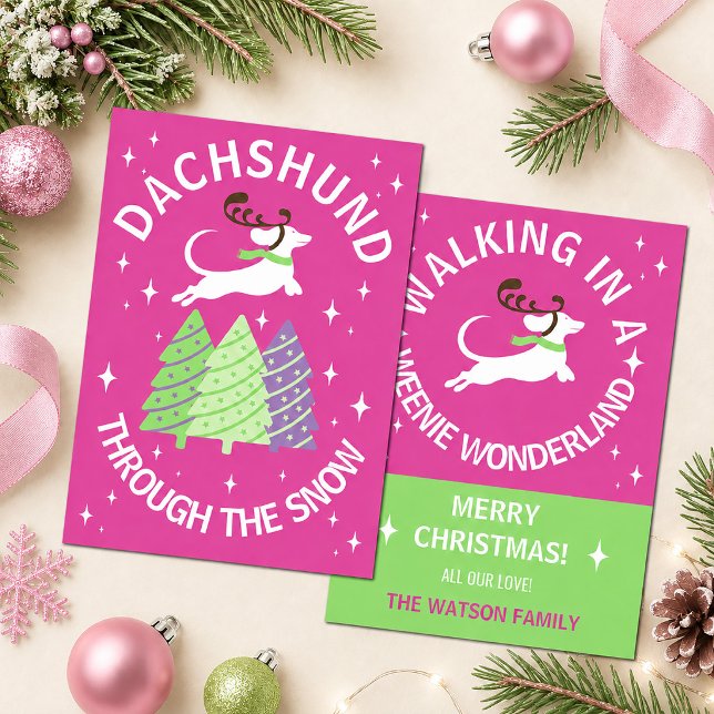 Carte de Noël drôle de dachshund à travers la neig (Dachshund Through the Snow Funny Dog Christmas Card)