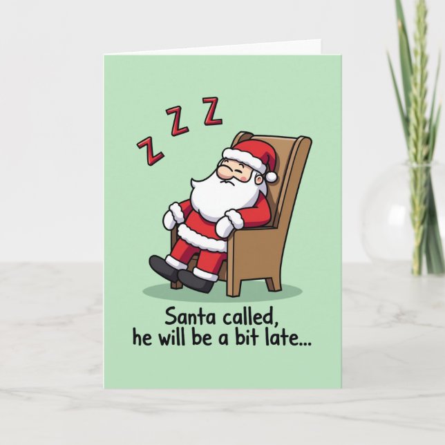 Carte de Noël drôle de dessin animé de Père Noël e (Devant)