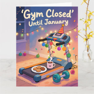 Carte de Noël drôle de Fitness Gym Fermé Jusqu'à