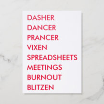 Carte de Noël drôle de lettrepress Spreadsheets