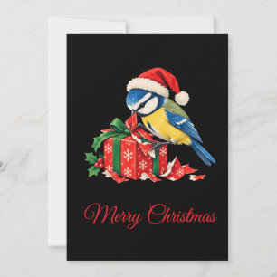 Carte de Noël drôle de mésange bleue